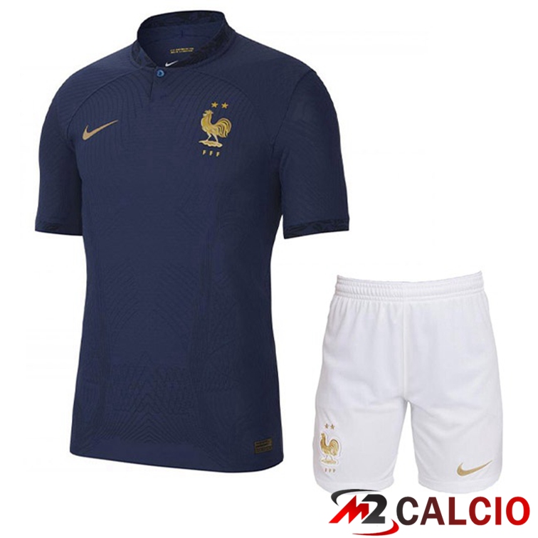 Maglie Calcio Francia Bambino Prima Blu Royal Coppa Del Mondo 2022