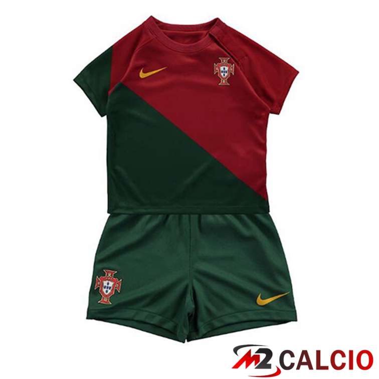 Maglie Calcio Portogallo Bambino Prima Rosso Verde Coppa Del Mondo 2022