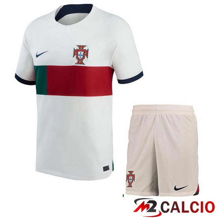 Maglie Calcio Portogallo Bambino Seconda Bianco Rosso Coppa Del Mondo 2022