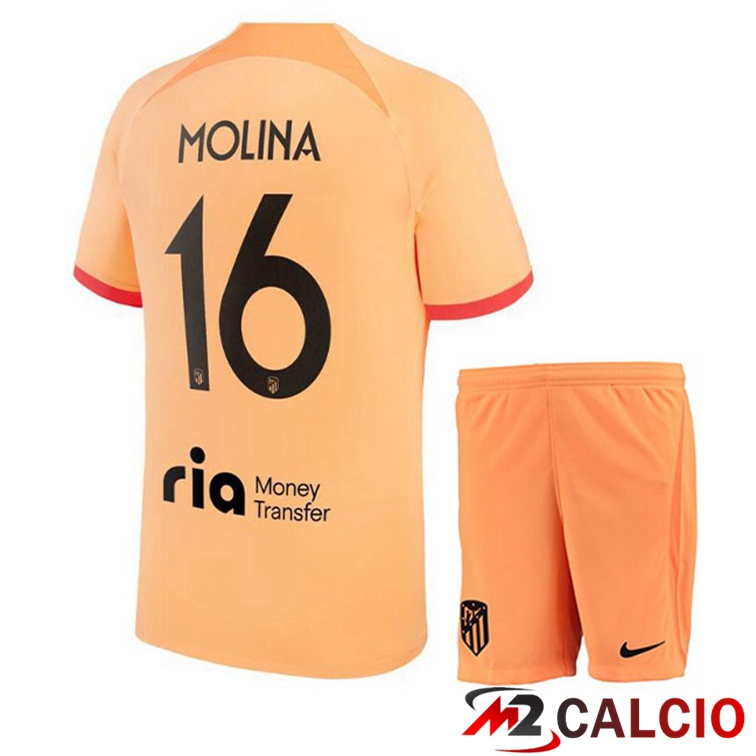 Maglie Calcio Atletico Madrid (MOLINA 16) Bambino Terza Arancione 2022/2023