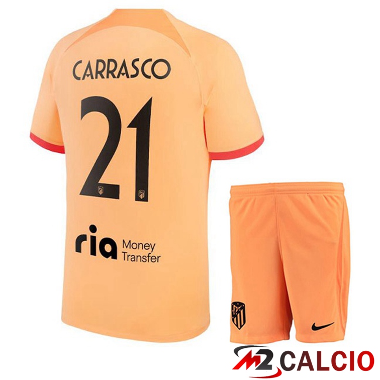 Maglie Calcio Atletico Madrid (CARRASCO 21) Bambino Terza Arancione 2022/2023