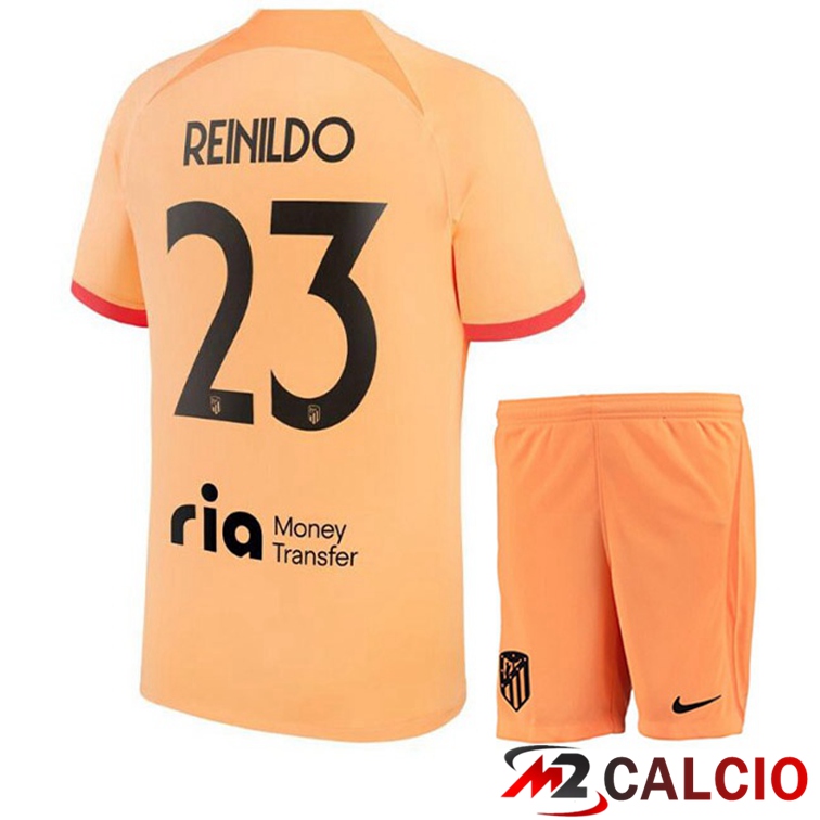 Maglie Calcio Atletico Madrid (REINILDO 23) Bambino Terza Arancione 2022/2023