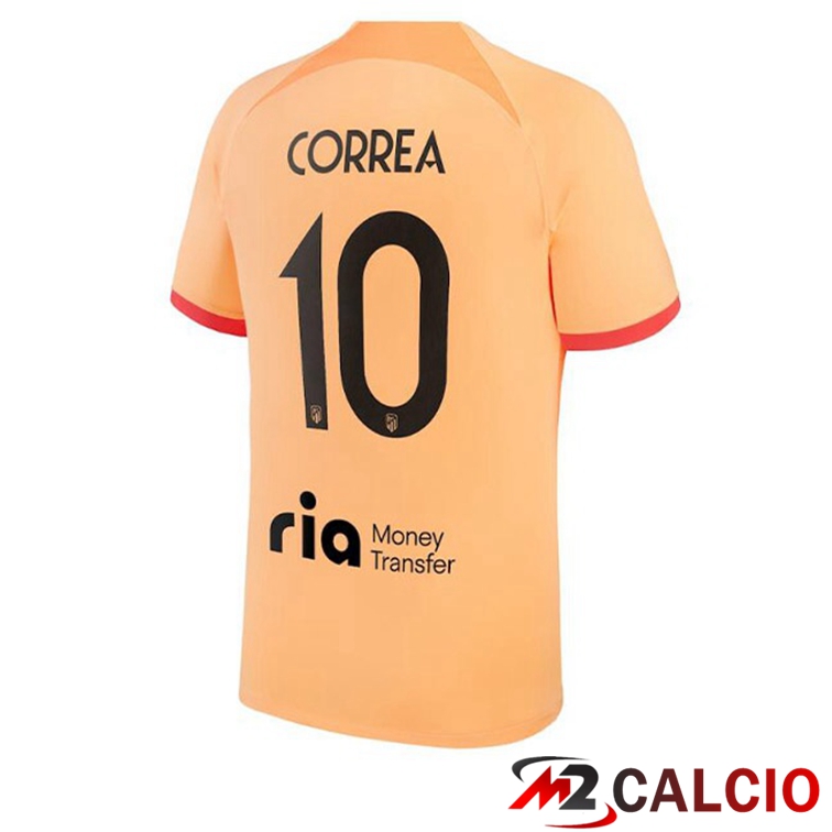 Maglie Calcio Atletico Madrid (CORREA 10) Terza Arancione 2022/2023
