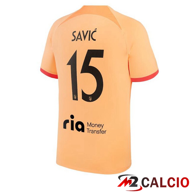 Maglie Calcio Atletico Madrid (SAVIC 15) Terza Arancione 2022/2023