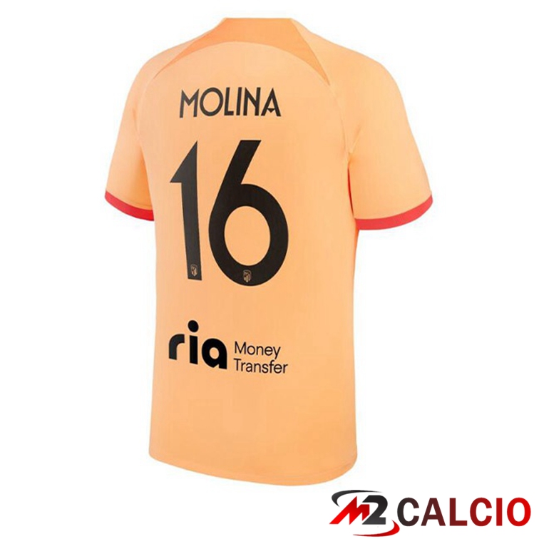 Maglie Calcio Atletico Madrid (MOLINA 16) Terza Arancione 2022/2023
