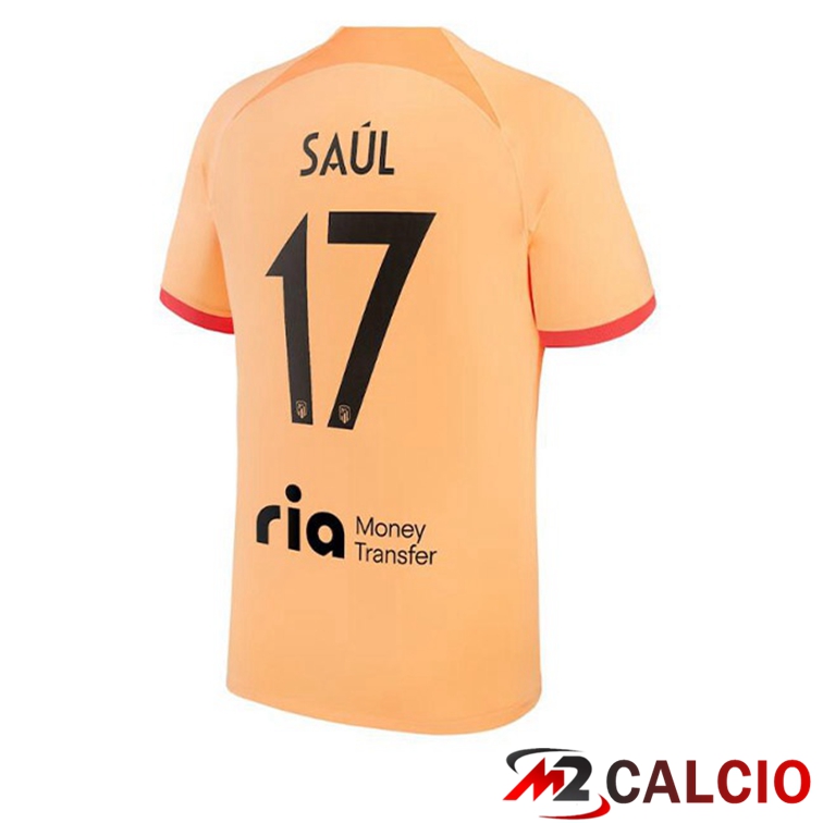 Maglie Calcio Atletico Madrid (SAÚL 17) Terza Arancione 2022/2023