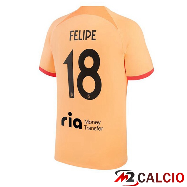 Maglie Calcio Atletico Madrid (FELIPE 18) Terza Arancione 2022/2023