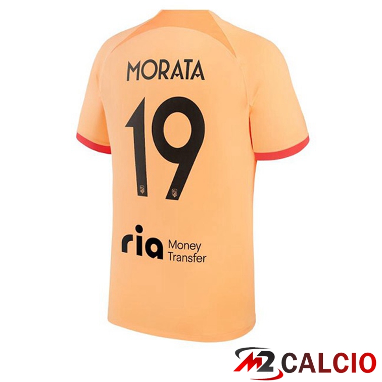 Maglie Calcio Atletico Madrid (MORATA 19) Terza Arancione 2022/2023