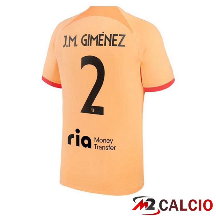Maglie Calcio Atletico Madrid (J.M GIMÉNEZ 2) Terza Arancione 2022/2023