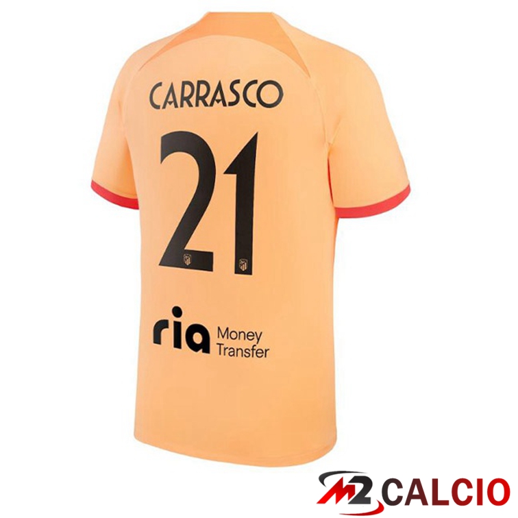 Maglie Calcio Atletico Madrid (CARRASCO 21) Terza Arancione 2022/2023
