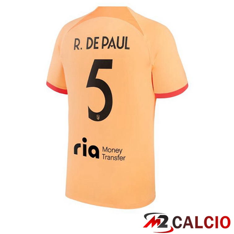 Maglie Calcio Atletico Madrid (R. DE PAUL 5) Terza Arancione 2022/2023