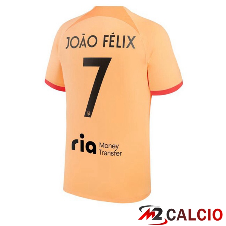 Maglie Calcio Atletico Madrid (JOÃO FÉLIX 7) Terza Arancione 2022/2023