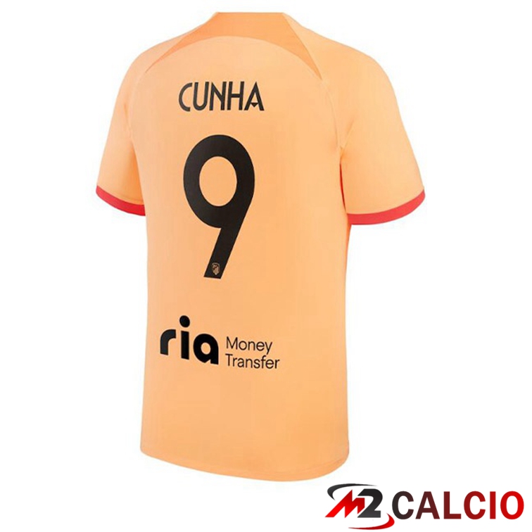 Maglie Calcio Atletico Madrid (CUNHA 9) Terza Arancione 2022/2023