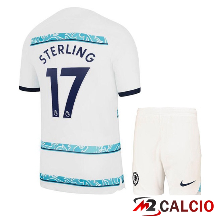 Maglie Calcio FC Chelsea (STERLING 17) Bambino Seconda Bianco 2022/2023