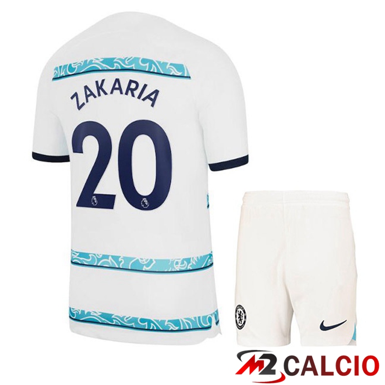 Maglie Calcio FC Chelsea (ZAKARIA 20) Bambino Seconda Bianco 2022/2023
