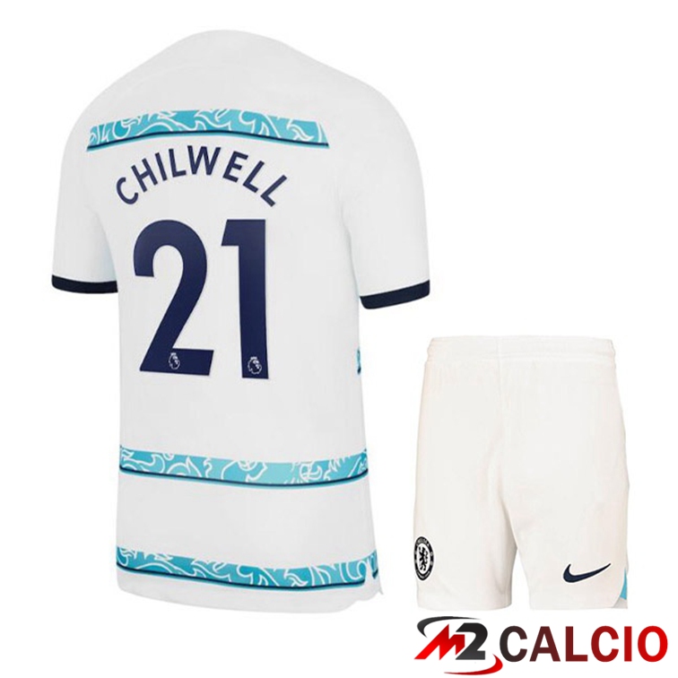 Maglie Calcio FC Chelsea (CHILWELL 21) Bambino Seconda Bianco 2022/2023
