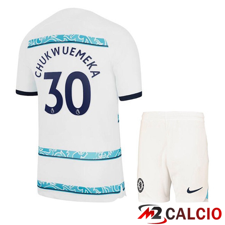Maglie Calcio FC Chelsea (CHUKWUEMEKA 30) Bambino Seconda Bianco 2022/2023