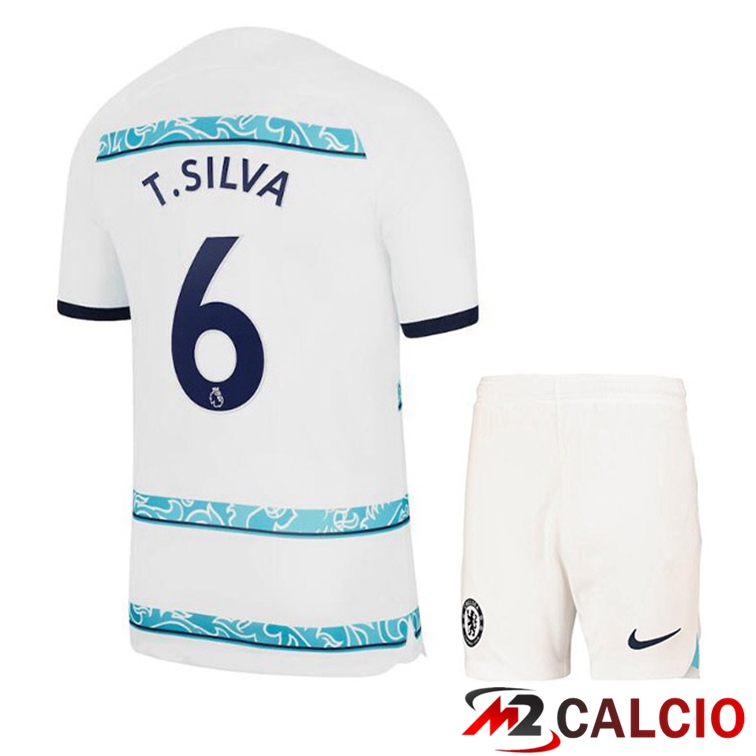 Maglie Calcio FC Chelsea (T. SILVA 6) Bambino Seconda Bianco 2022/2023