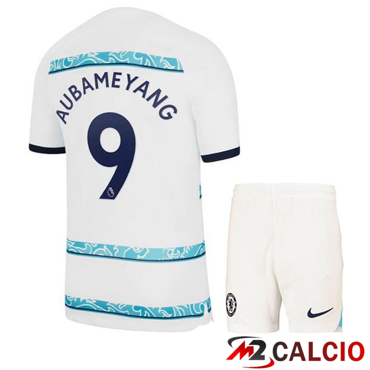 Maglie Calcio FC Chelsea (AUBAMEYANG 9) Bambino Seconda Bianco 2022/2023