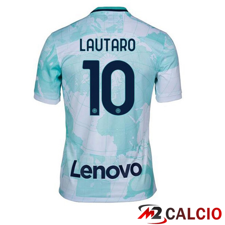 Maglie Calcio Inter Milan (LAUTARO 10) Seconda Bianco Verde 2022/2023