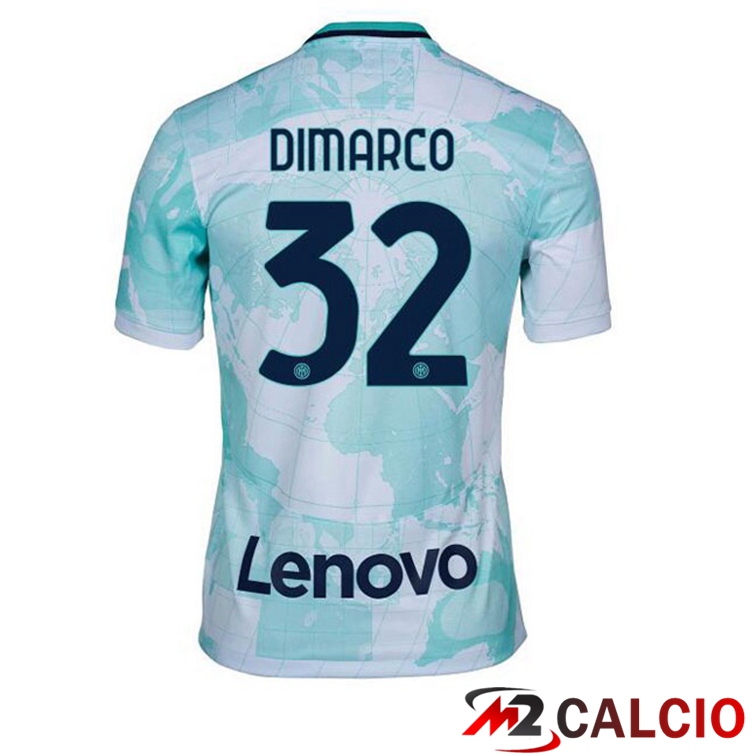 Maglie Calcio Inter Milan (DIMARCO 32) Seconda Bianco Verde 2022/2023