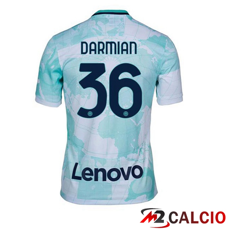 Maglie Calcio Inter Milan (DARMIAN 36) Seconda Bianco Verde 2022/2023