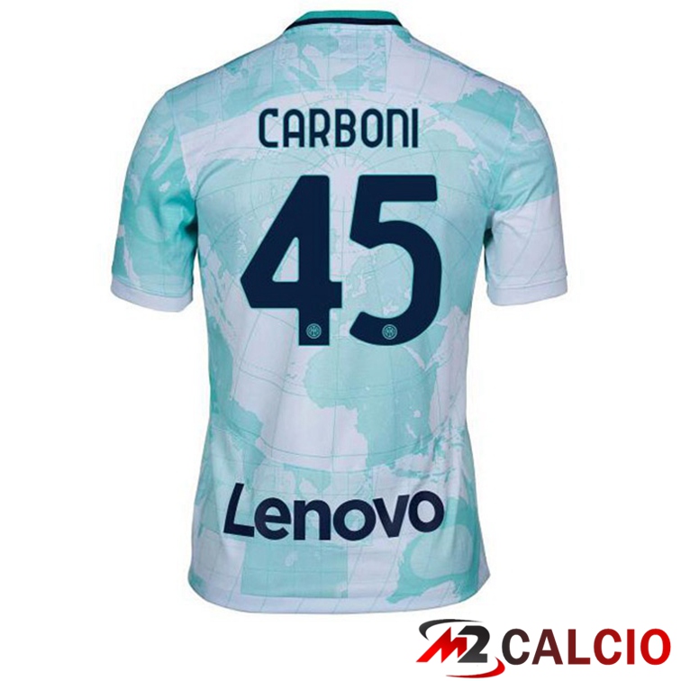 Maglie Calcio Inter Milan (CARBONI 45) Seconda Bianco Verde 2022/2023