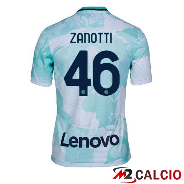 Maglie Calcio Inter Milan (ZANOTTI 46) Seconda Bianco Verde 2022/2023