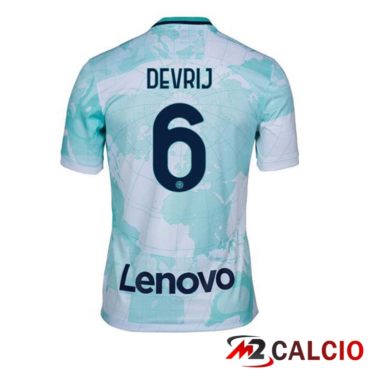 Maglie Calcio Inter Milan (DE VRIJ 6) Seconda Bianco Verde 2022/2023