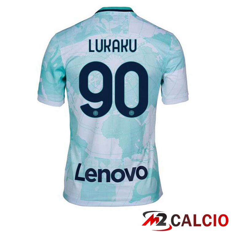 Maglie Calcio Inter Milan (LUKAKU 90) Seconda Bianco Verde 2022/2023