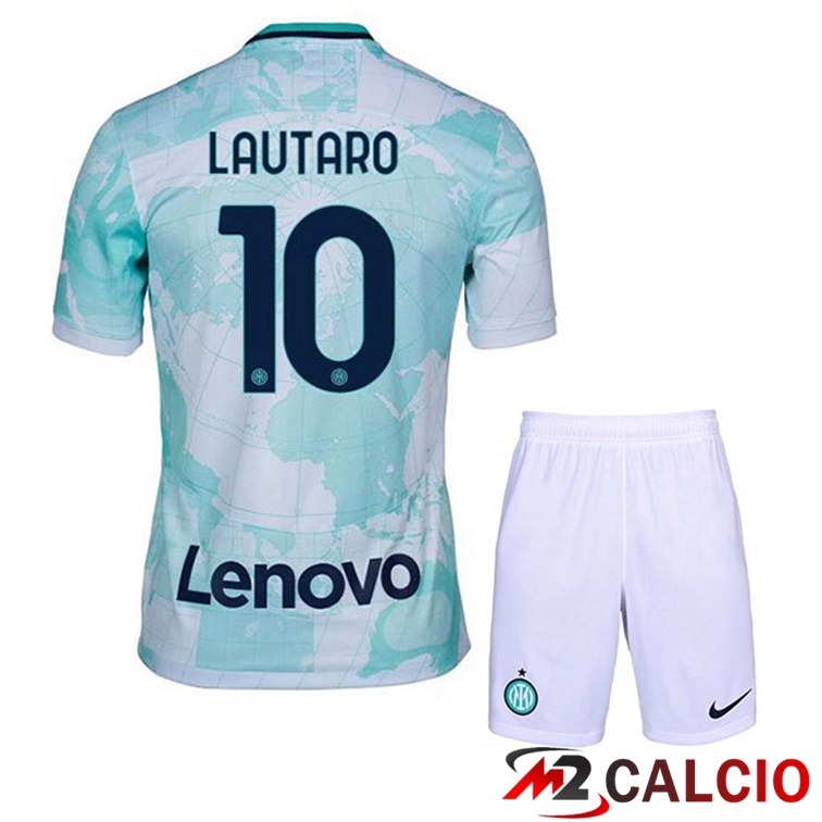 Maglie Calcio Inter Milan (LAUTARO 10) Bambino Seconda Bianco Verde 2022/2023