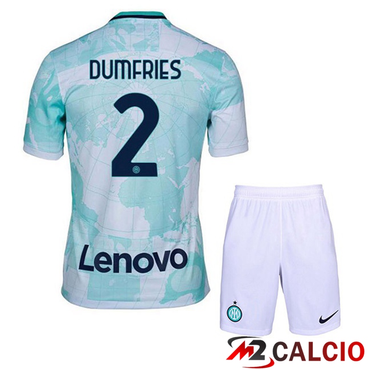 Maglie Calcio Inter Milan (DUMFRIES 2) Bambino Seconda Bianco Verde 2022/2023