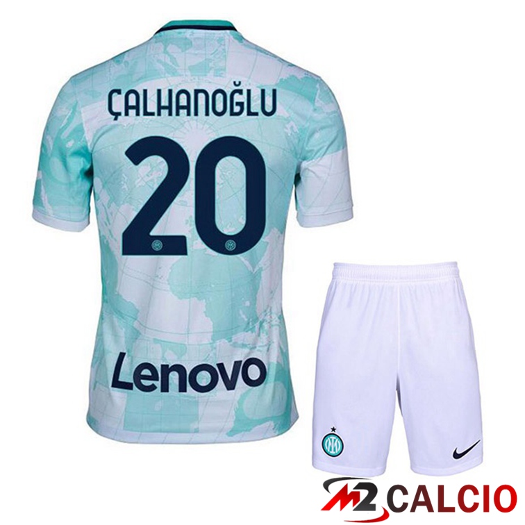Maglie Calcio Inter Milan (ÇALHANOĞLU 20) Bambino Seconda Bianco Verde 2022/2023