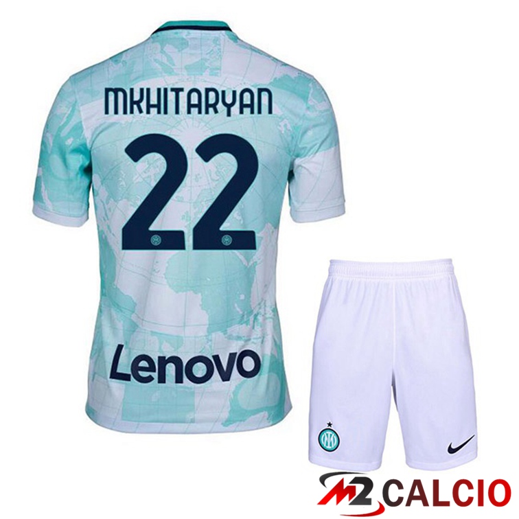 Maglie Calcio Inter Milan (MKHITARYAN 22) Bambino Seconda Bianco Verde 2022/2023
