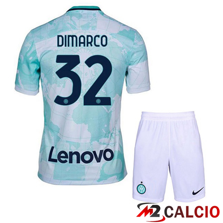 Maglie Calcio Inter Milan (DIMARCO 32) Bambino Seconda Bianco Verde 2022/2023