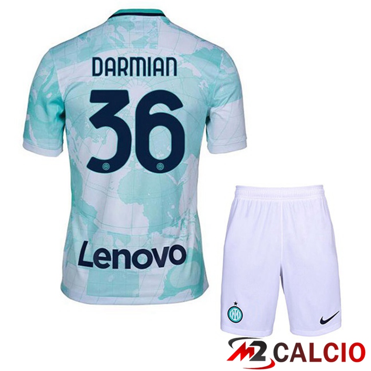 Maglie Calcio Inter Milan (DARMIAN 36) Bambino Seconda Bianco Verde 2022/2023