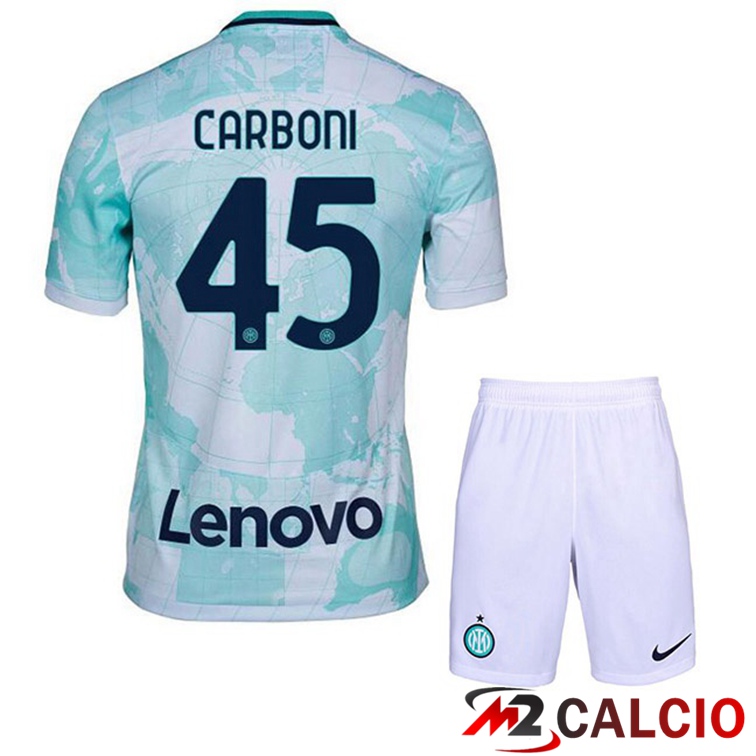Maglie Calcio Inter Milan (CARBONI 45) Bambino Seconda Bianco Verde 2022/2023