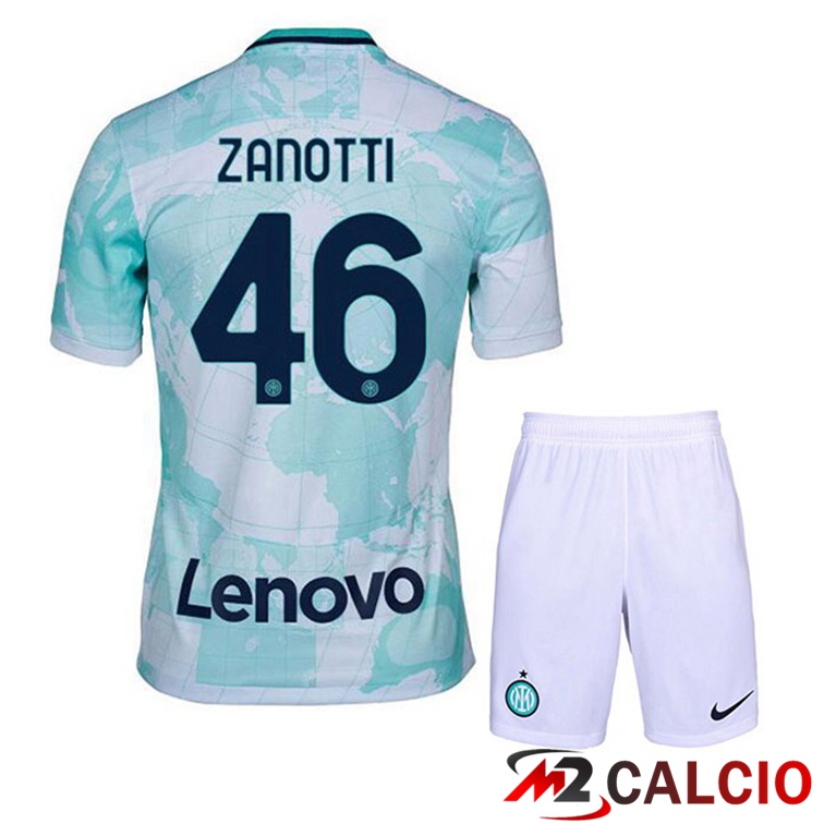 Maglie Calcio Inter Milan (ZANOTTI 46) Bambino Seconda Bianco Verde 2022/2023