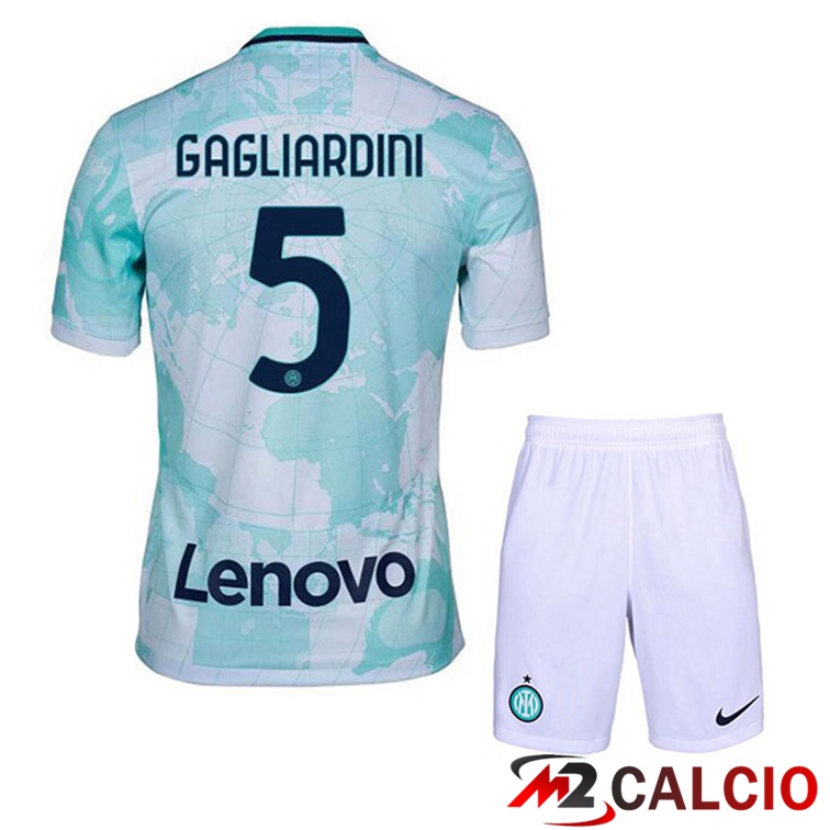 Maglie Calcio Inter Milan (GAGLIARDINI 5) Bambino Seconda Bianco Verde 2022/2023