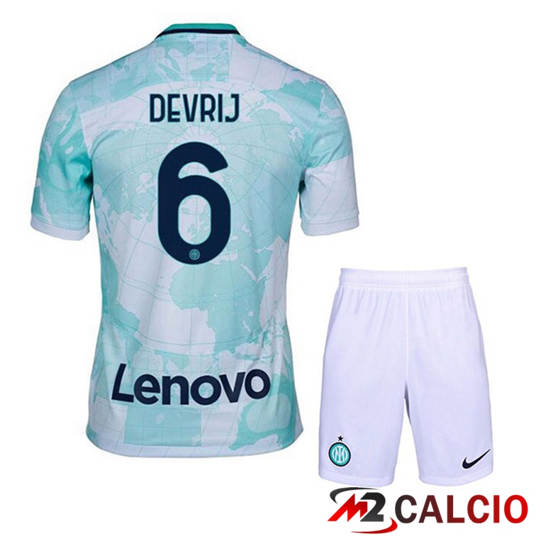 Maglie Calcio Inter Milan (DE VRIJ 6) Bambino Seconda Bianco Verde 2022/2023