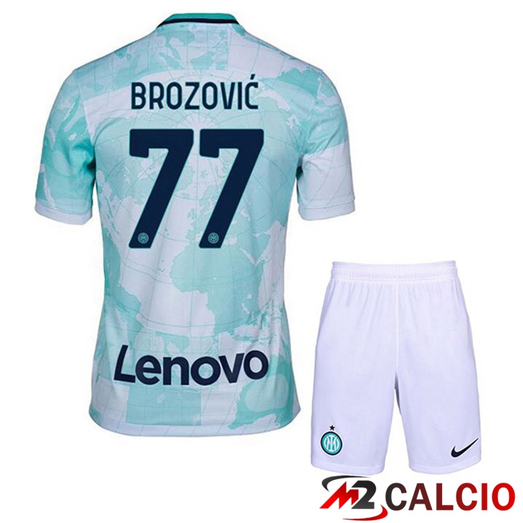 Maglie Calcio Inter Milan (BROZOVIĆ 77) Bambino Seconda Bianco Verde 2022/2023