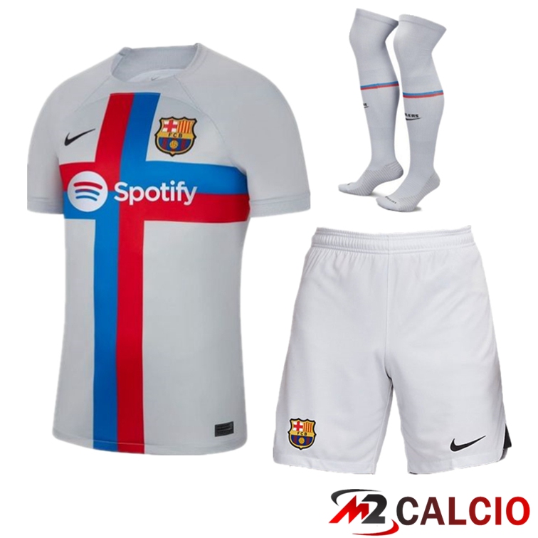 Insieme Maglie Calcio FC Barcelone Terza (Pantaloncini + Calzini) 2022/2023