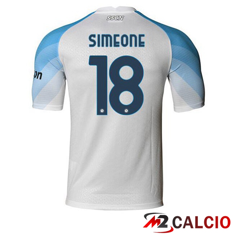 Maglie Calcio SSC Napoli (Simeone 18) Prima Bianco 2022/2023