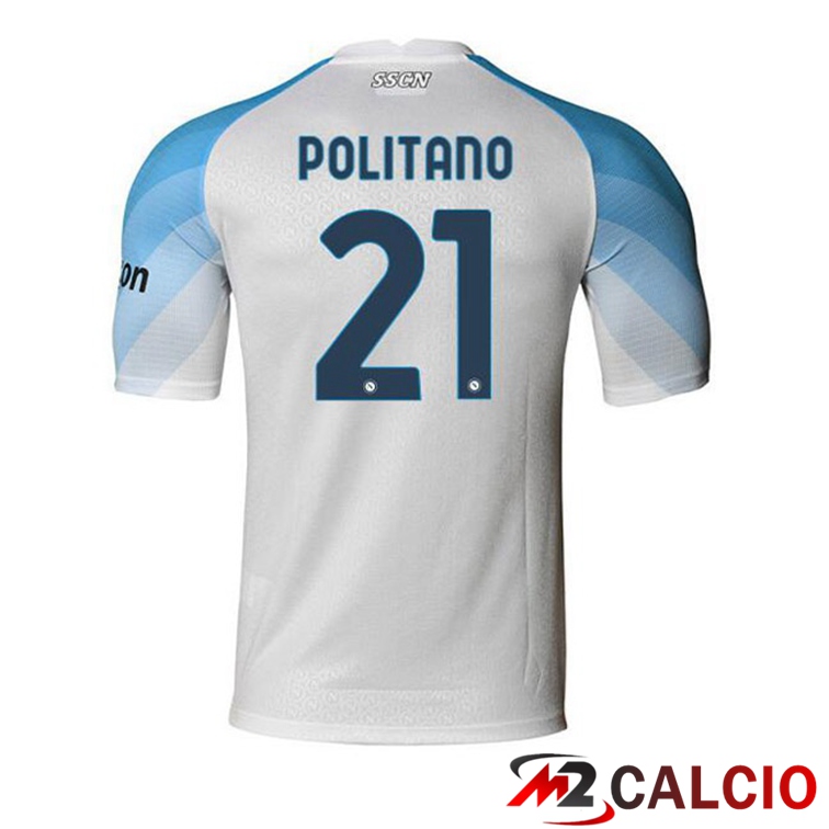 Maglie Calcio SSC Napoli (Politano 21) Prima Bianco 2022/2023