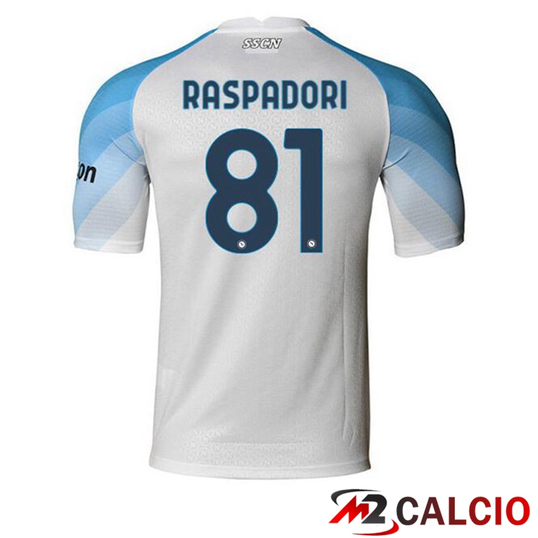 Maglie Calcio SSC Napoli (Raspadori 81) Prima Bianco 2022/2023