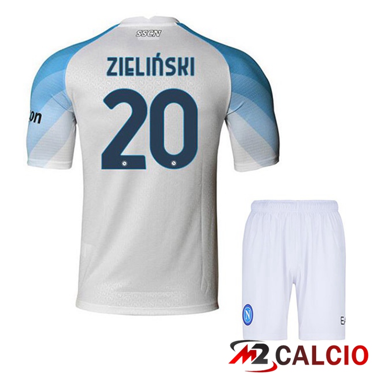 Maglie Calcio SSC Napoli (Zieliński 20) Bambino Prima Bianco 2022/2023