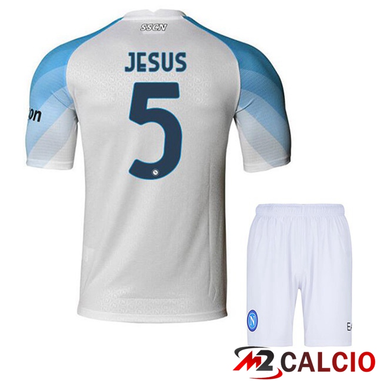 Maglie Calcio SSC Napoli (Jesus 5) Bambino Prima Bianco 2022/2023