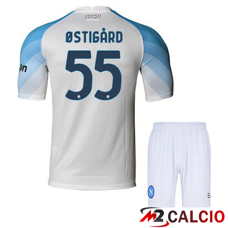 Maglie Calcio SSC Napoli (Ostigard 55) Bambino Prima Bianco 2022/2023