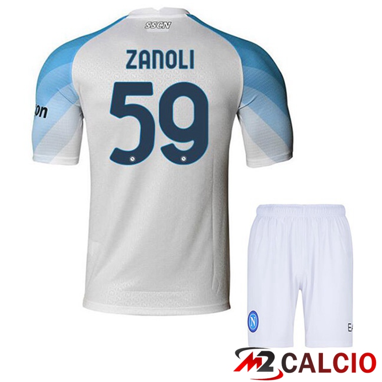 Maglie Calcio SSC Napoli (Zanoli 59) Bambino Prima Bianco 2022/2023