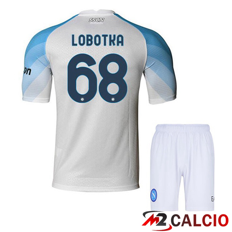 Maglie Calcio SSC Napoli (Lobotka 68) Bambino Prima Bianco 2022/2023